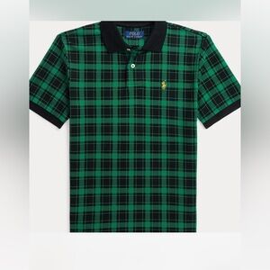 Polo by Ralph Lauren Black and Green Checkered Polo Shirt Boys Size 10/12